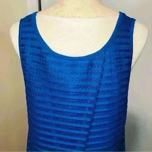 Lemon Tree Women Large Royal Blue Hi low Tank Top Soft Stretch Back Faux Wrap - Picture 7 of 11